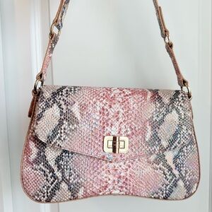 Brahmin Nerida Shoulder Bag Multi Skyterra Pink Snake Print Leather